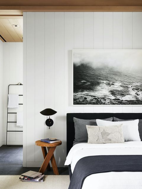 black and white beach bedroom