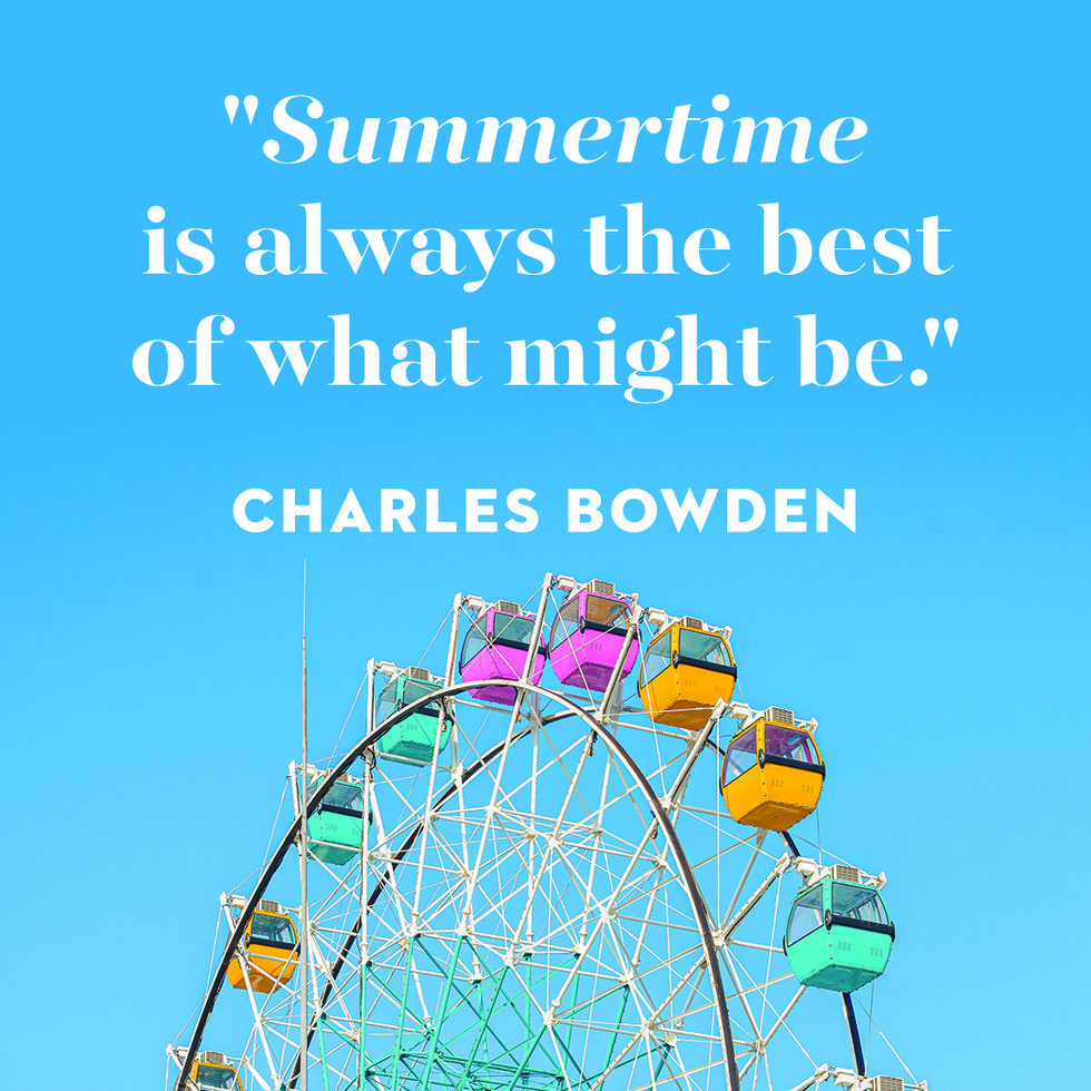 beach instagram caption slide that reads summertime is always the best of what might be by charles bowden