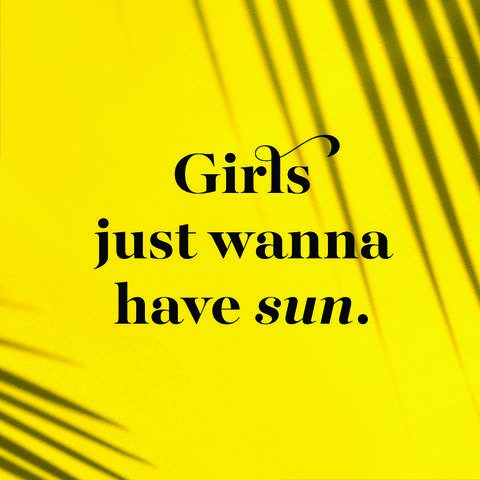 beach instagram caption slide that says girls just wanna have sun