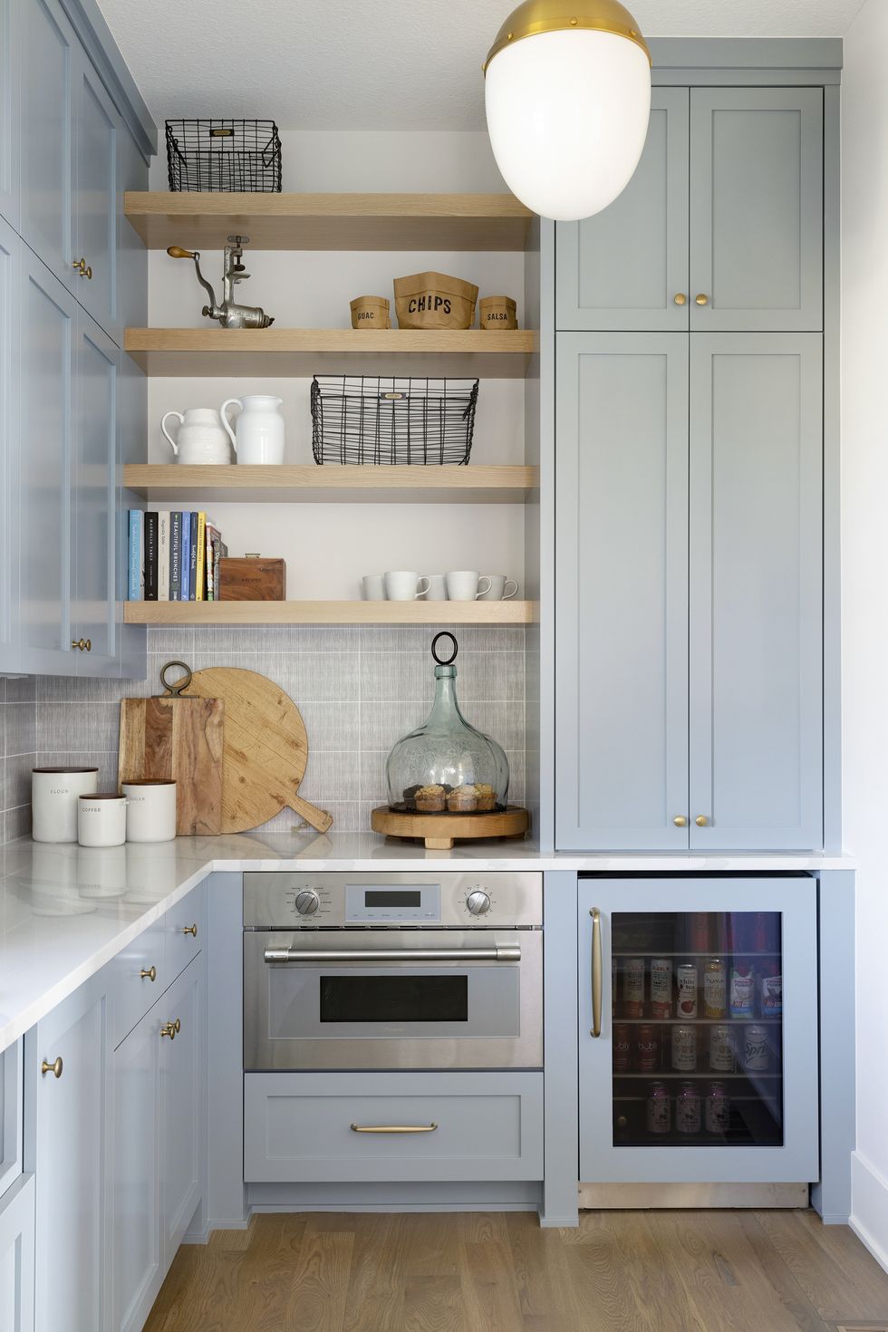bria hammel interiors baby blue cabinets and open shelving