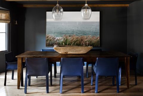 moody modern beach house dining room