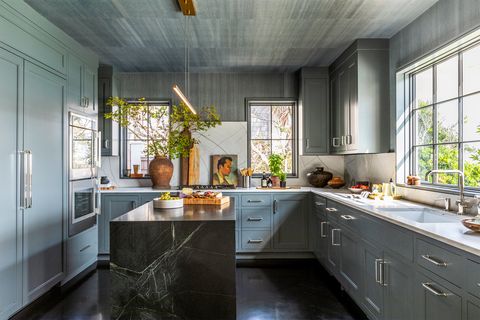 light grey glam beach house kitchen