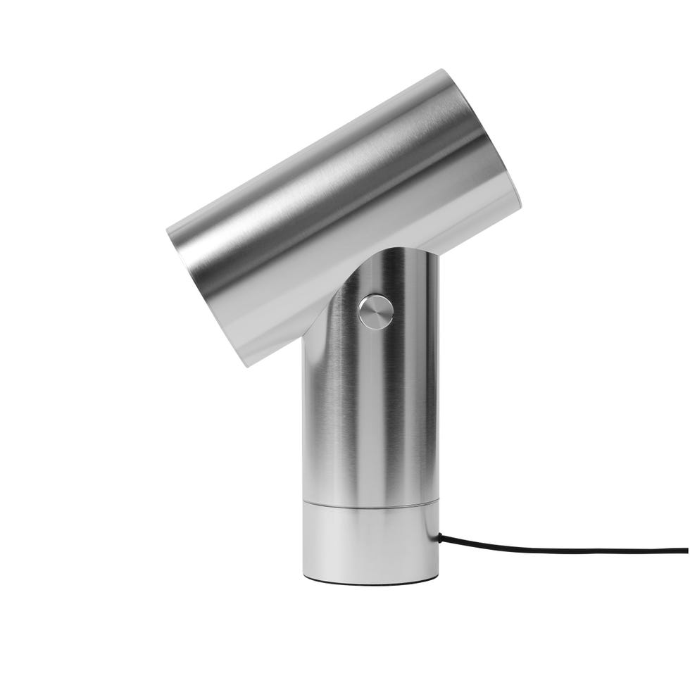a silver table lamp
