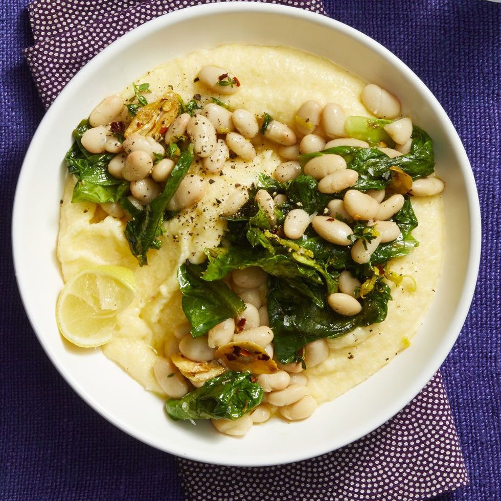 light dinner ideas beans and greens with lemon parmesan polenta