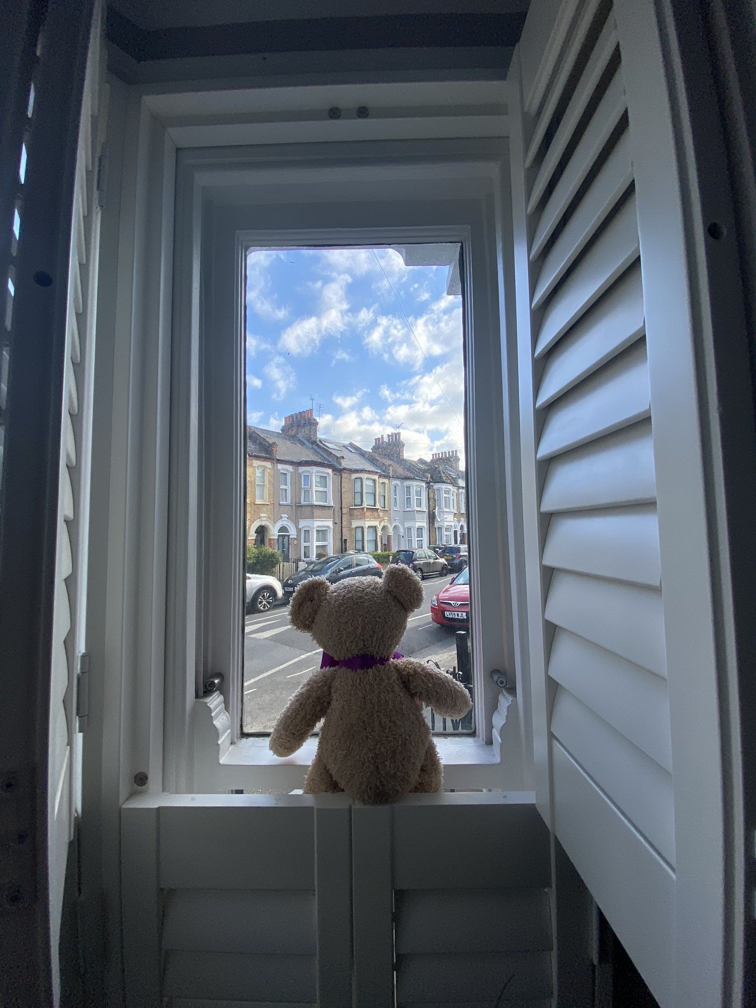 Waiting to greet the children of the neighborhood. 💕 Is anyone else  participating in the great bear hunt? #bearhunt #COVID19
