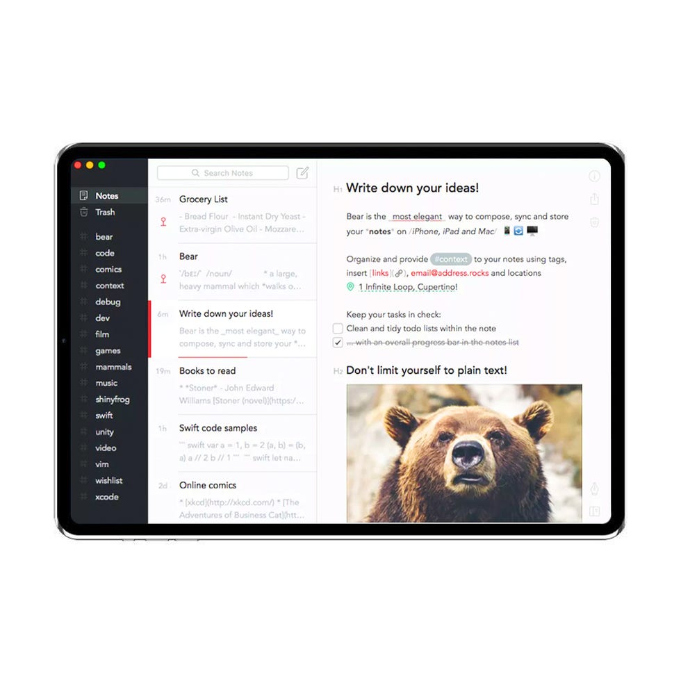 Bear note-taking app