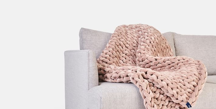Bearby x West Elm Launch Chunky Knit Weighted Blankets in Velvet, Tencel