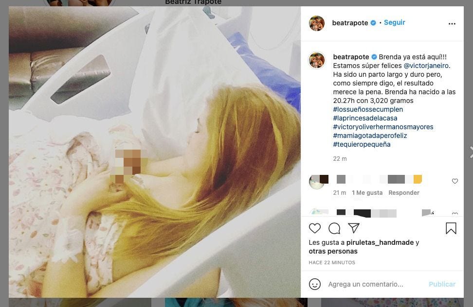 beatriz trapote se convierte en madre de una niña