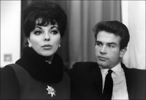 Beatty's Babes: Although Warren Beatty didn't make the cut as one of Joan Collins' four  husbands, they were briefly engaged. Seen here in this 1960 photo, the  sassy Collins has said this about her former beau: 'He was the only man  to get to the mirror faster than me.'