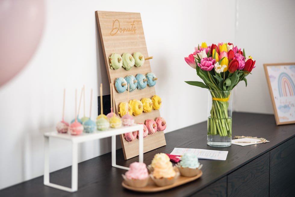 beautiful and delicious sweets and desserts at a summer party