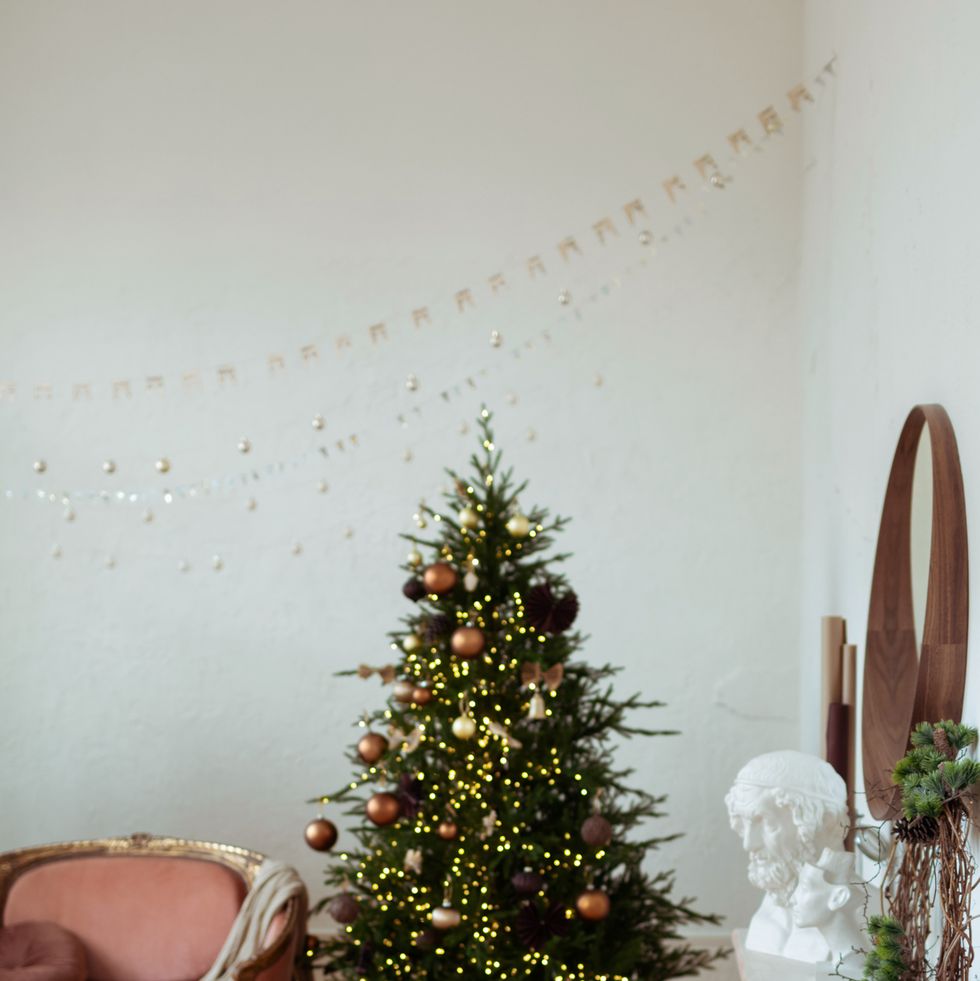 beautiful christmas decor of residential white room