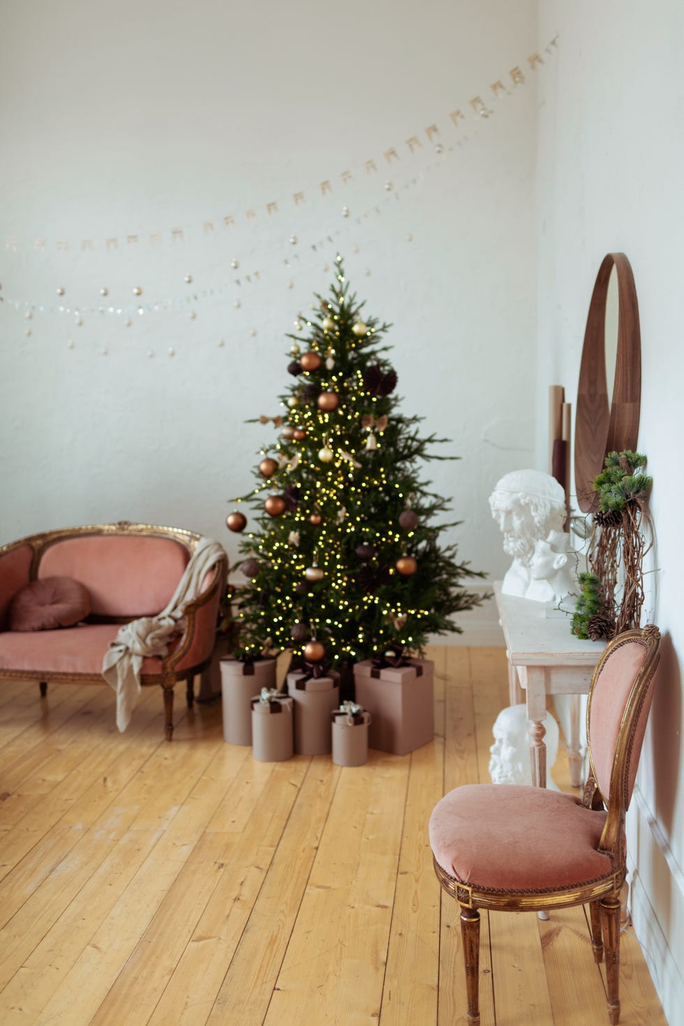 beautiful christmas decor of residential white room