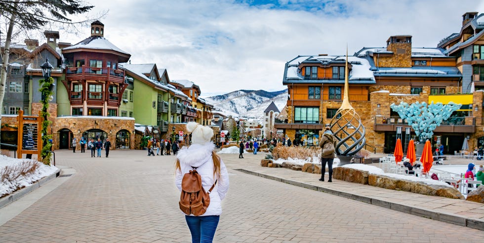 beautiful mountain town in colorado in winter