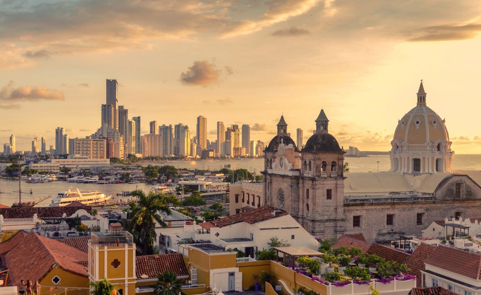 beautiful sunset over cartagena, colombia