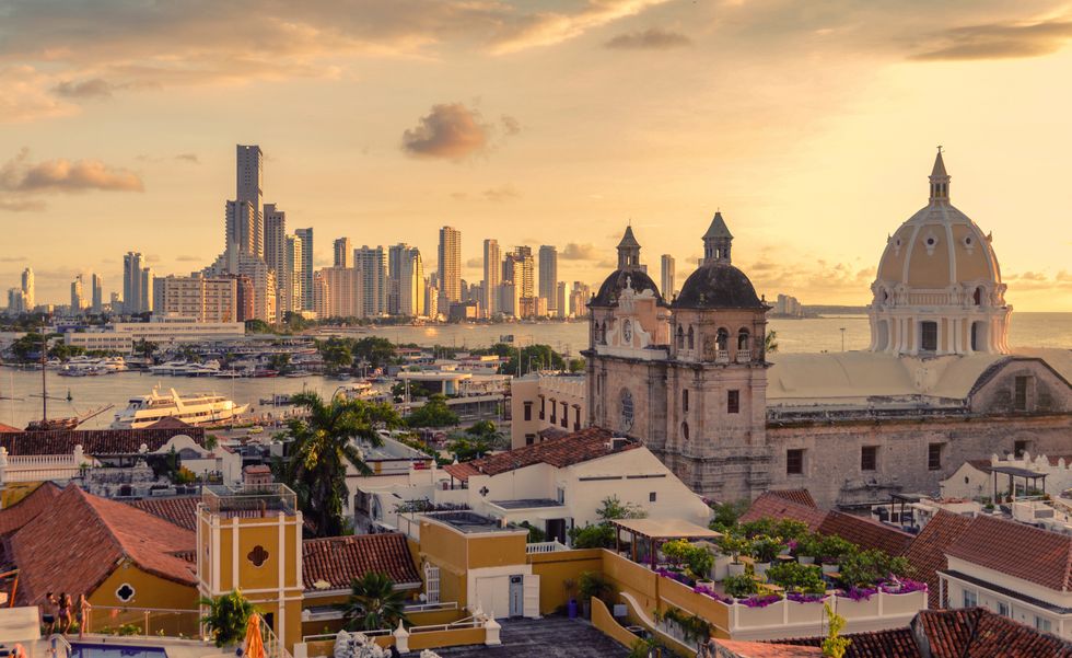 beautiful sunset over cartagena, colombia
