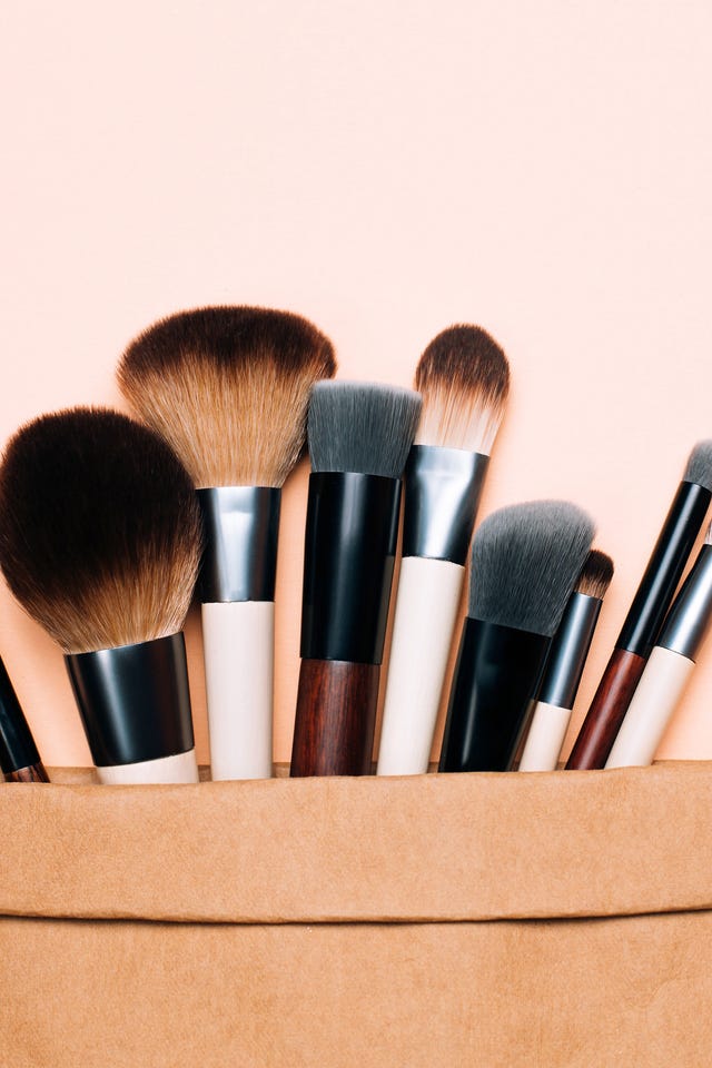 beauty marquee header group of zero waste makeup brushes flat lay style