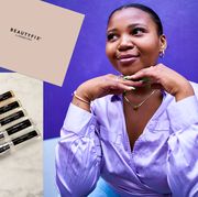woman smiling at beauty subscription boxes