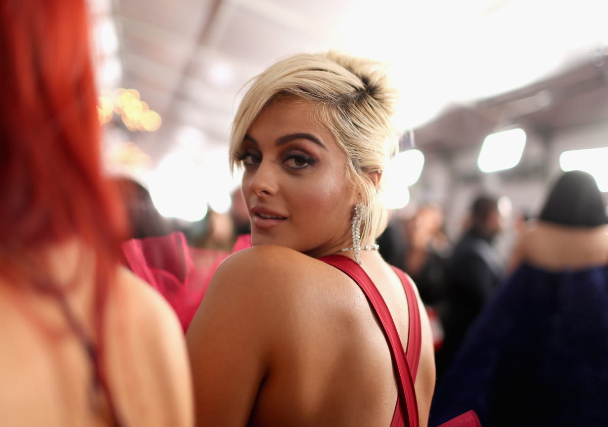 Bebe Rexha Wears Red Ball Gown to Grammys 2019 Red Carpet