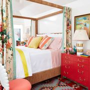Bed, Furniture, Bedroom, Room, Red, Interior design, Property, Bed frame, Bed sheet, Orange, 