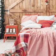Room, Bedroom, Bed, Furniture, Interior design, Tree, Christmas decoration, Canopy bed, Bedding, 