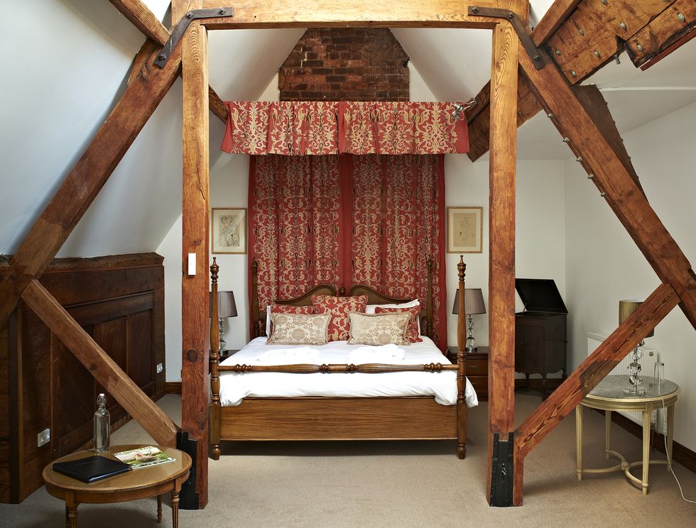 Bedroom with wooden beams