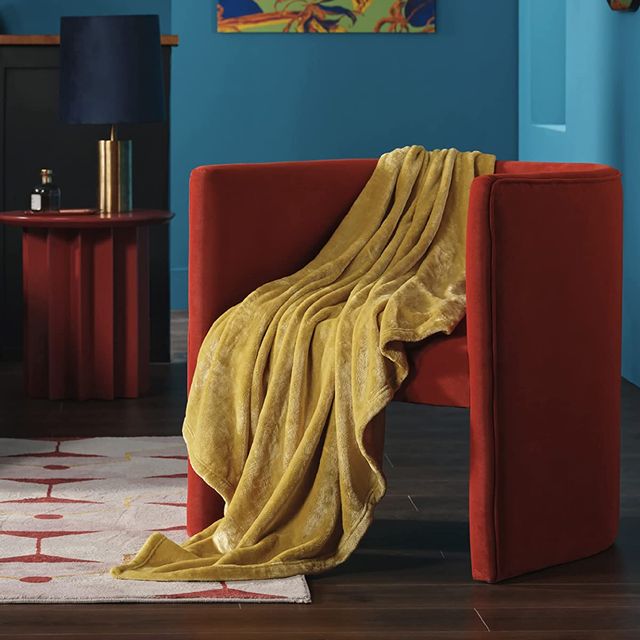 bedsure mustard yellow fleece blanket throw blanket