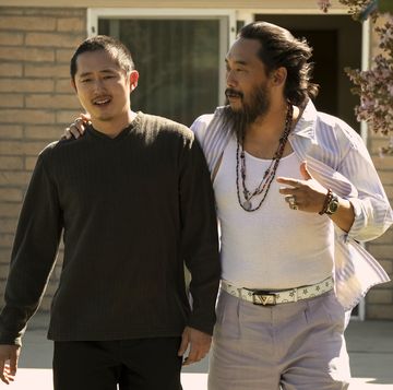 beef l to r steven yeun as danny, david choe as isaac in episode 106 of beef cr andrew coopernetflix © 2023