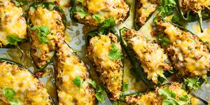 beef and rice stuffed poblano peppers with cheese