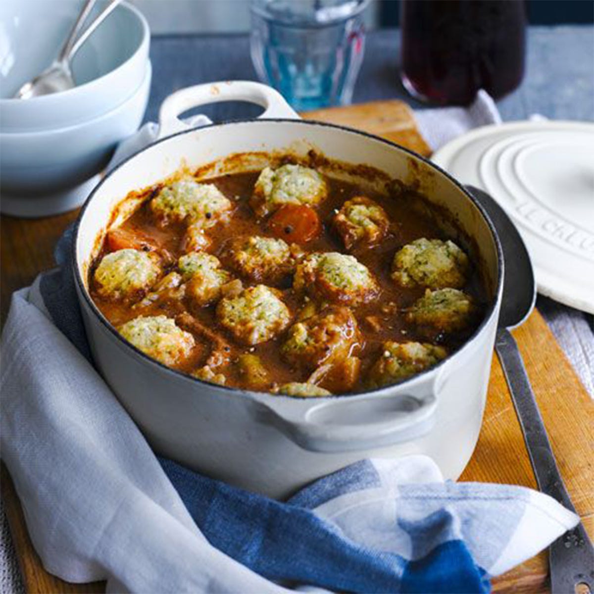 Cheesy One Pot Beef and Potatoes - Serving Dumplings