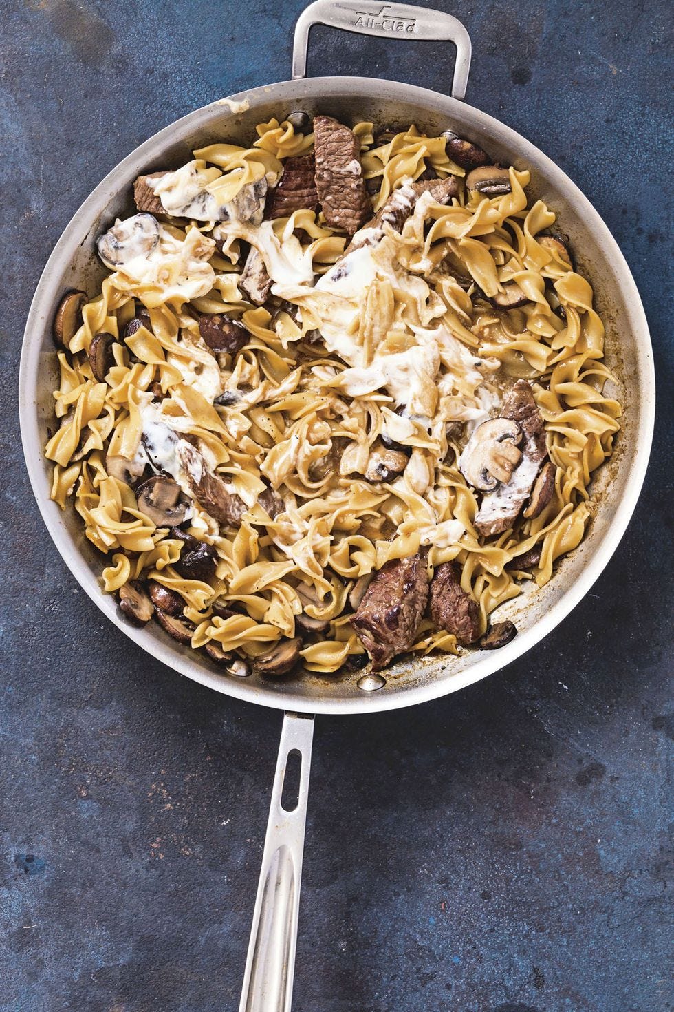 beef stroganoff in a skillet