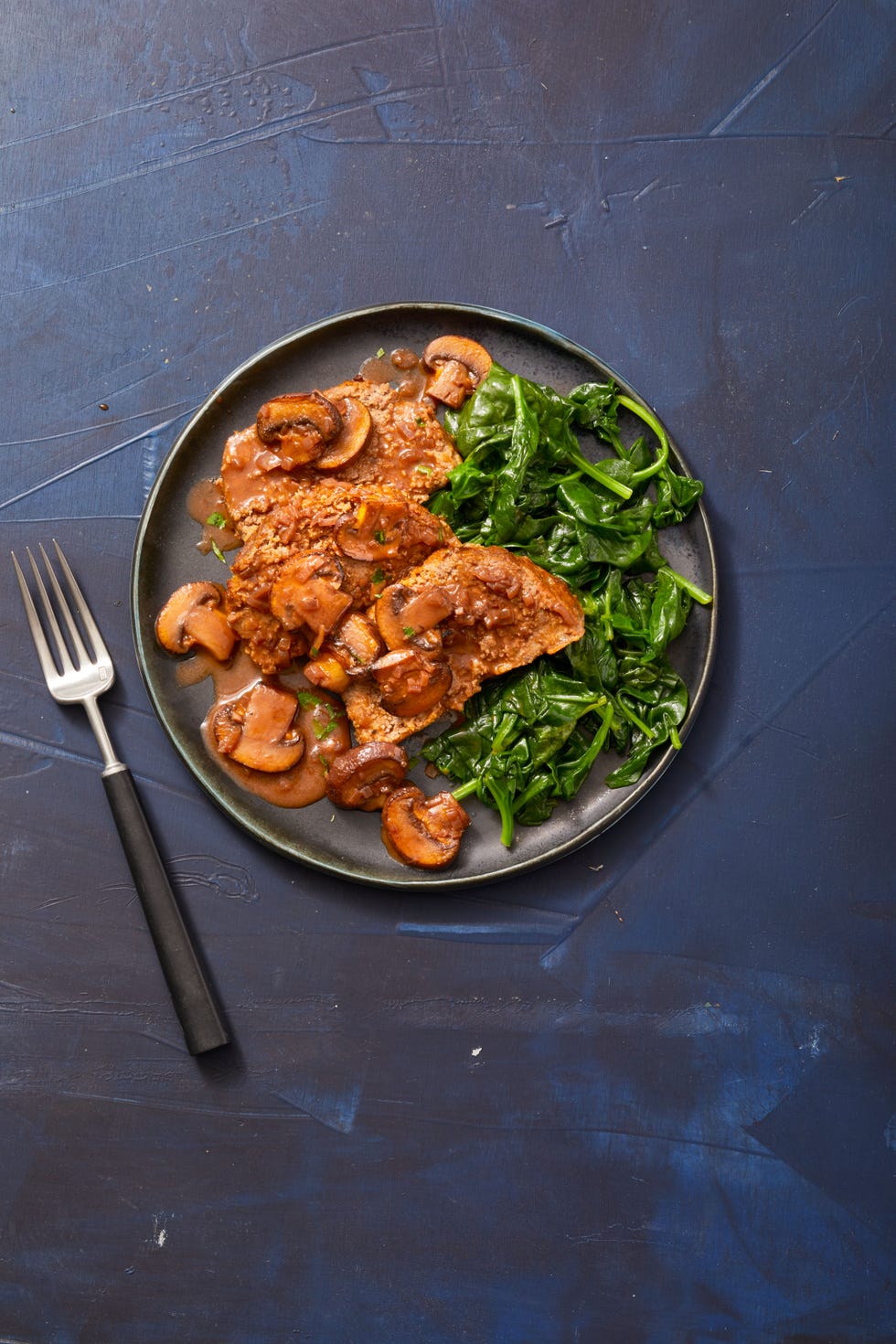 beef bourguignon meatloaf with wilted greens