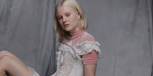 Hair, Dress, Clothing, Blond, Beauty, Hairstyle, Lace, Shoulder, Pink, Fashion, 