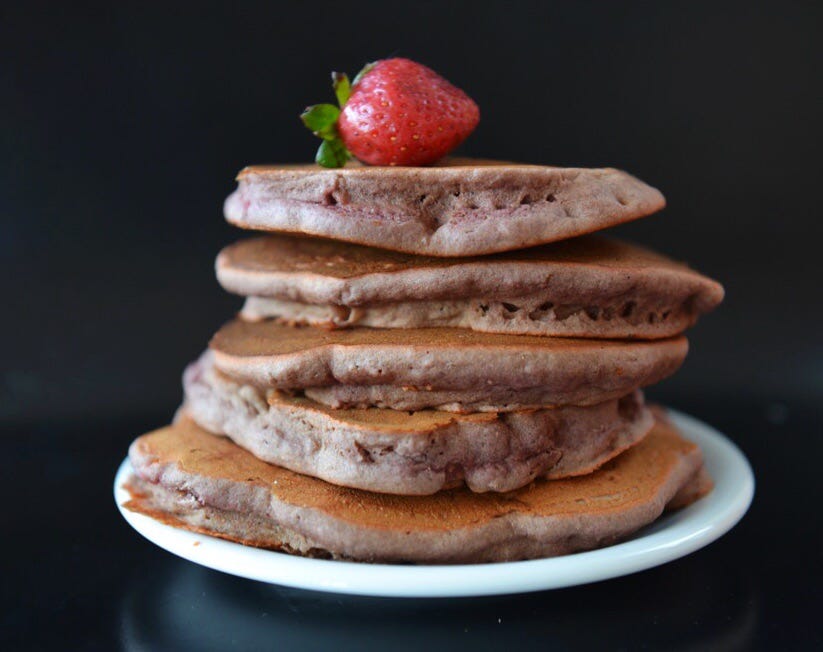 Beet banana pancakes