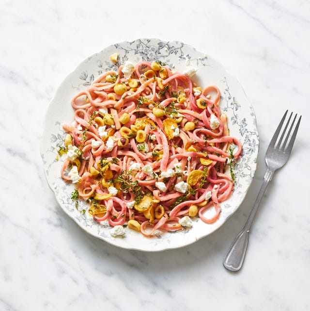 Beet Fettuccine With Hazelnuts and Goat Cheese beet fettuccine with hazelnuts and goat cheese