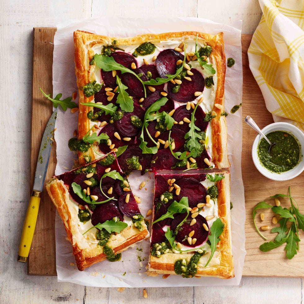beetroot and goat's cheese puff pastry tart