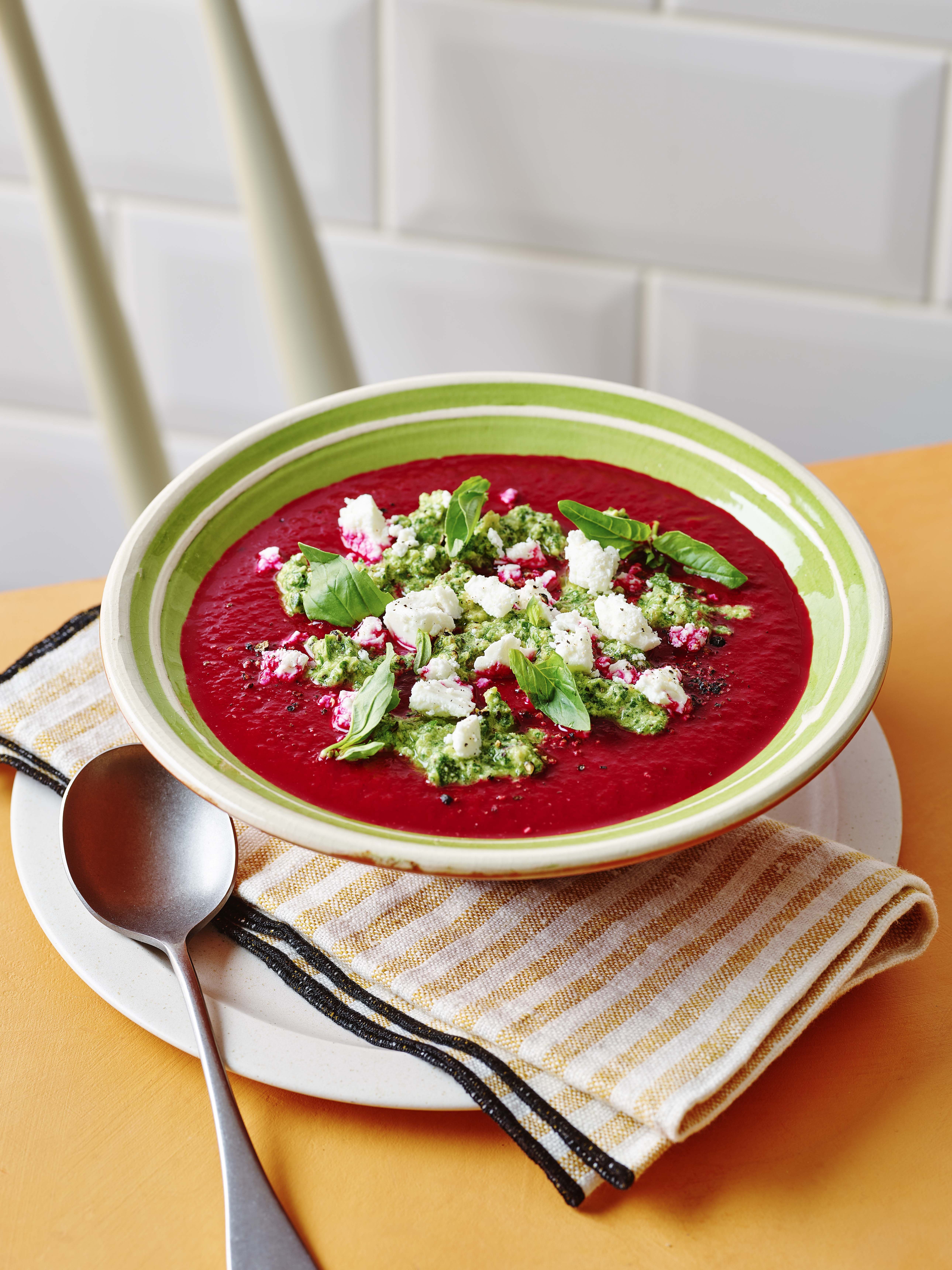 Beetroot Soup with Leafy Pesto