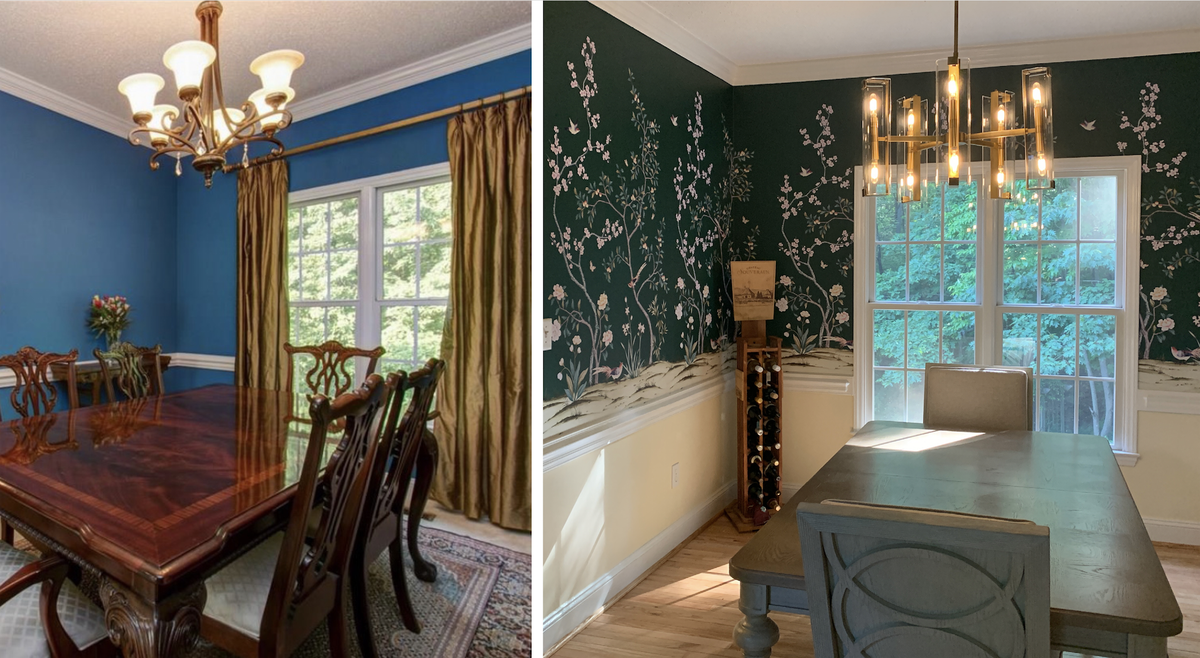 tempaper, dining room remodel, how to hang a light fixture, removable wallpaper, peel and stick wallpaper