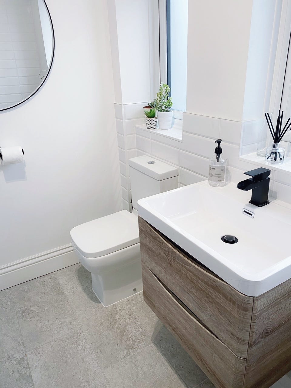 couple transform drab bathroom into stylish space