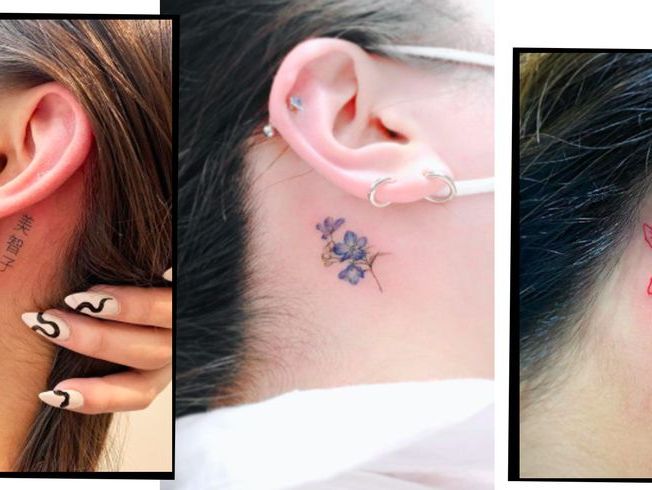 stars tattoos behind the ear