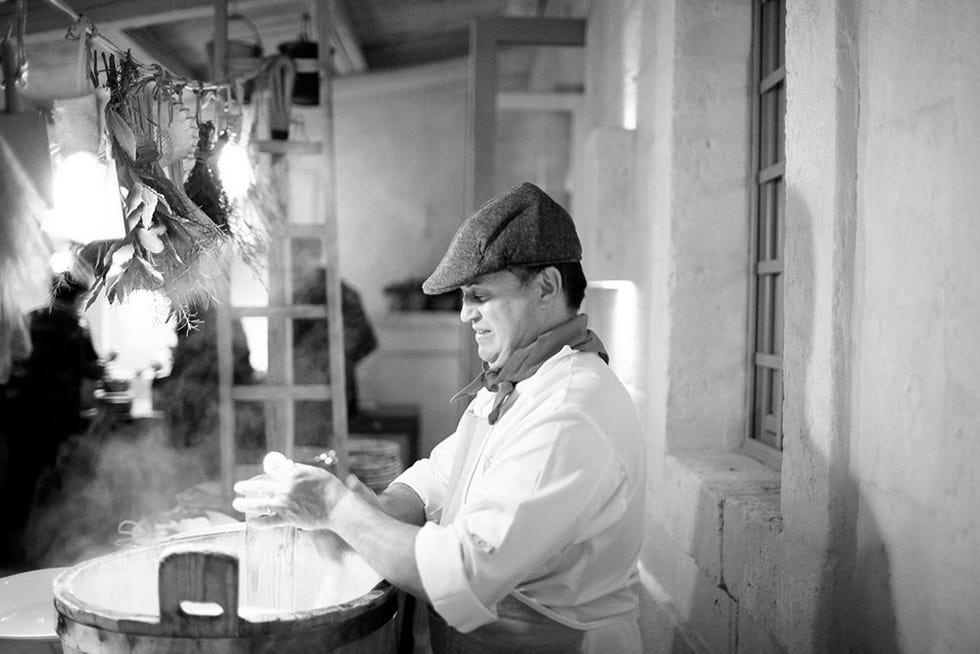 a chef makes burrata at a puglia wedding