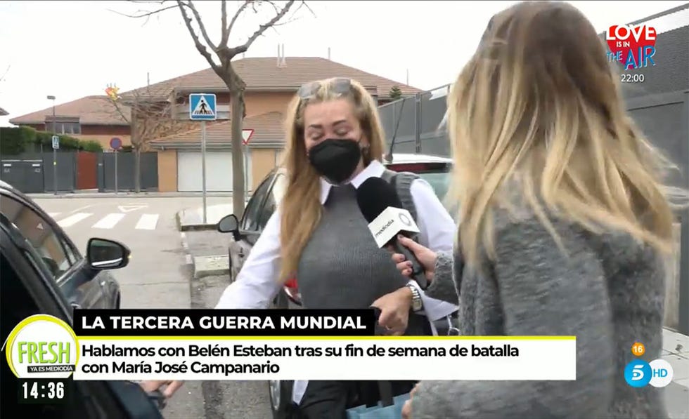 belén esteban cuenta a una reportera de 'ya es mediodía' cómo se encuentra por la guerra con maría josé campanario