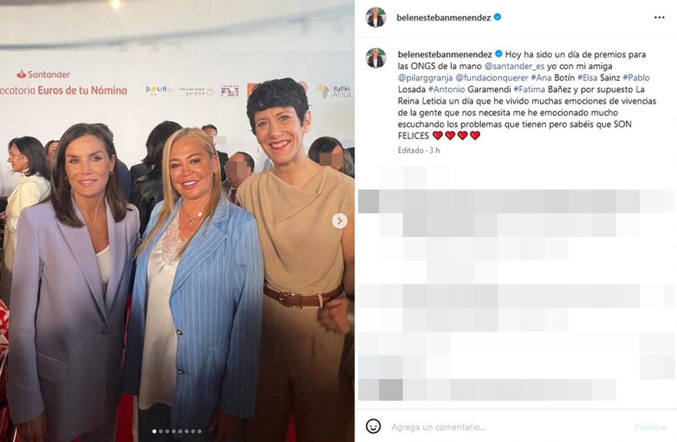 belen esteban posa con la reina letizia y la ministra elma saiz