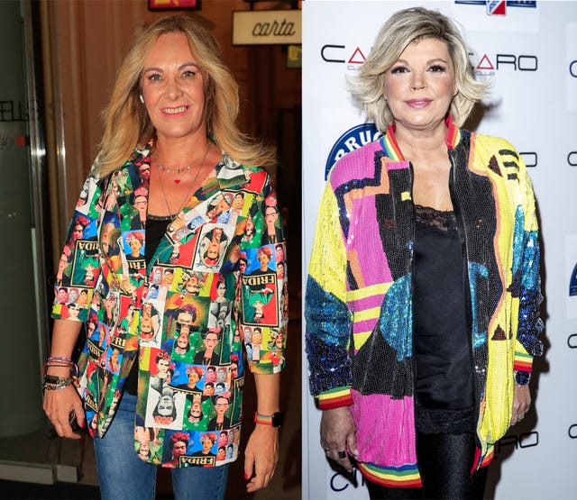 la colaboradora de mediaset y la hija de maría teresa campos, con cazadoras multicolor