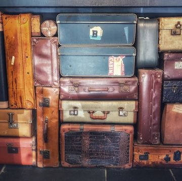 a stack of suitcases