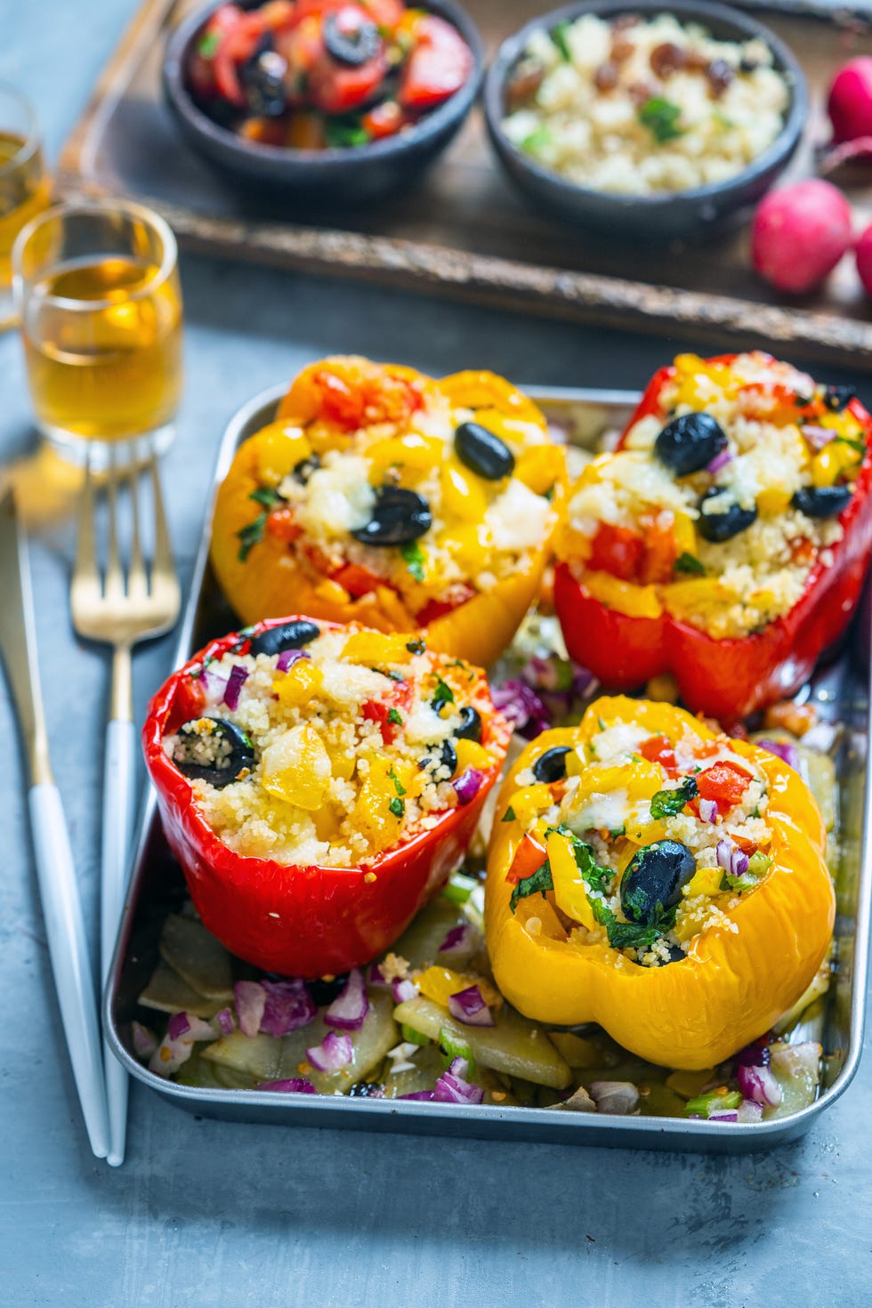bell peppers stuffed with vegetables and cous cous