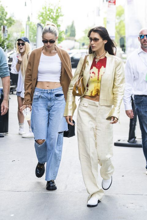 new york, new york   september 12 gigi hadid l and bella hadid are seen in the meat packing district on september 12, 2022 in new york city photo by gothamgc images