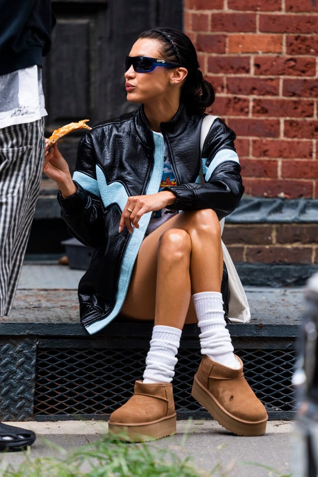 Bella Hadid Wears Micro Shorts and Viral Ugg Boots While Grabbing a ...