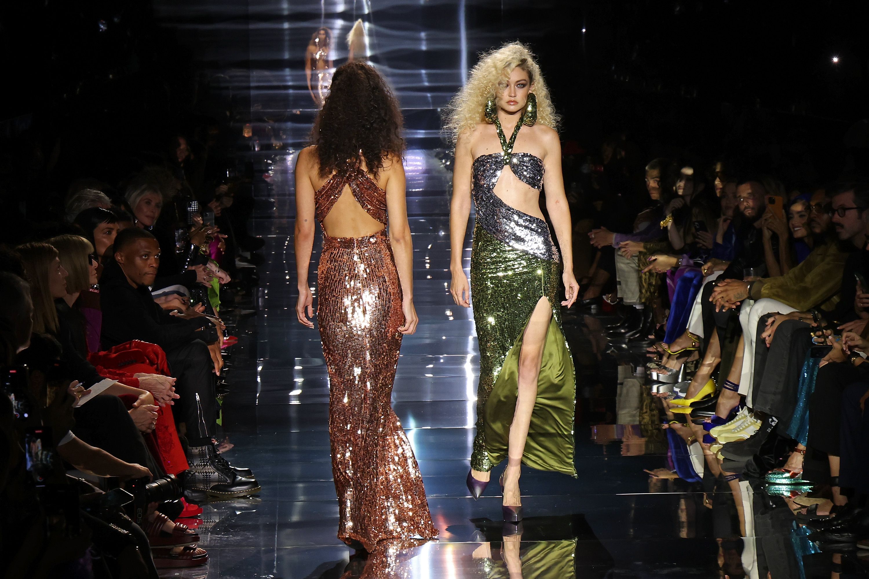 Gigi and Bella Hadid the Runway Together in Gowns for Ford