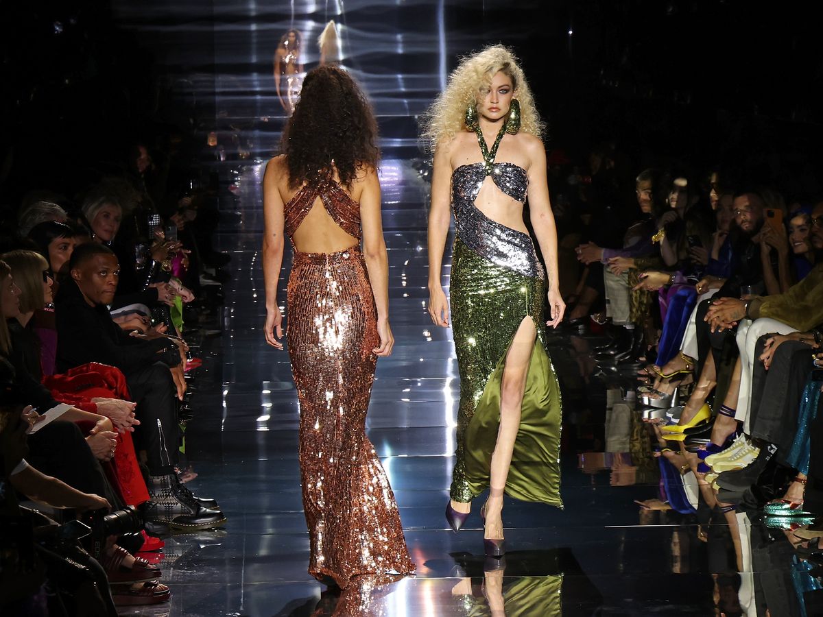 Gigi and Bella Hadid Walk the Runway Together in Disco Gowns for