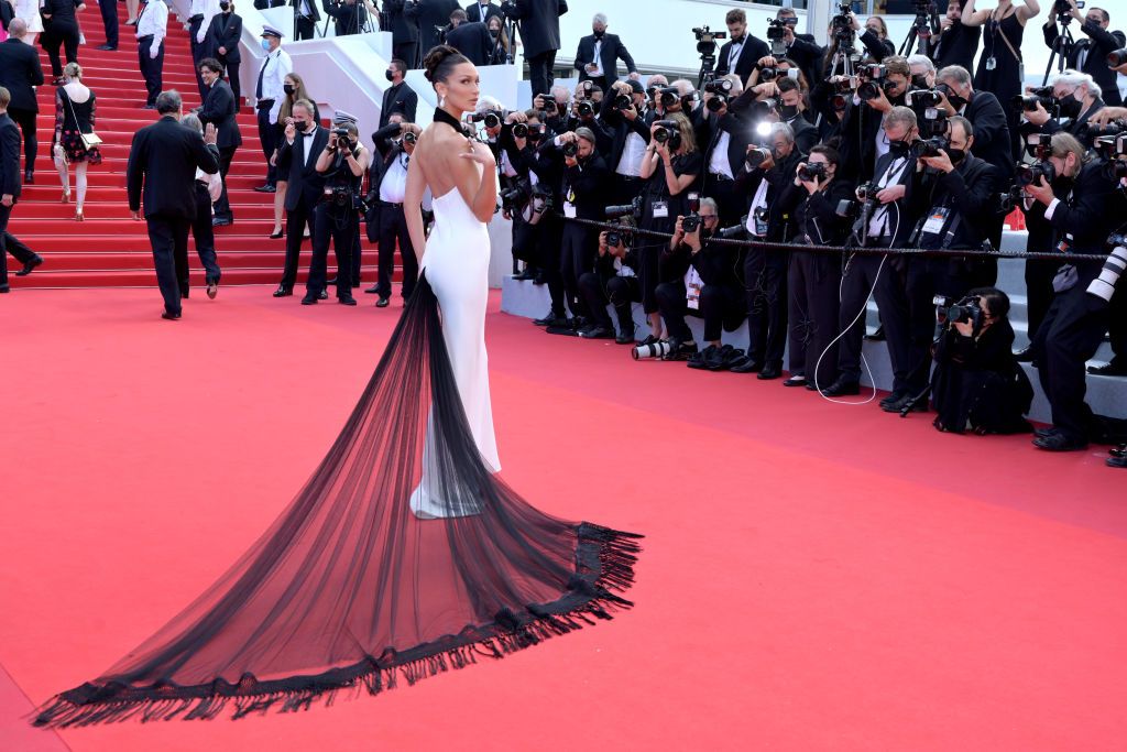 Bella Hadid (dress by Gucci vintage, jewels by Chopard) 'Broker' Cannes  Film Festival Screening 75th Cannes Film Festival May 26, 2022 Stock Photo  - Alamy